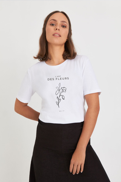 Bio-baumwolle - Klassisches Shirt / Gots Druck - L´ Art Des Fleurs günstig online kaufen