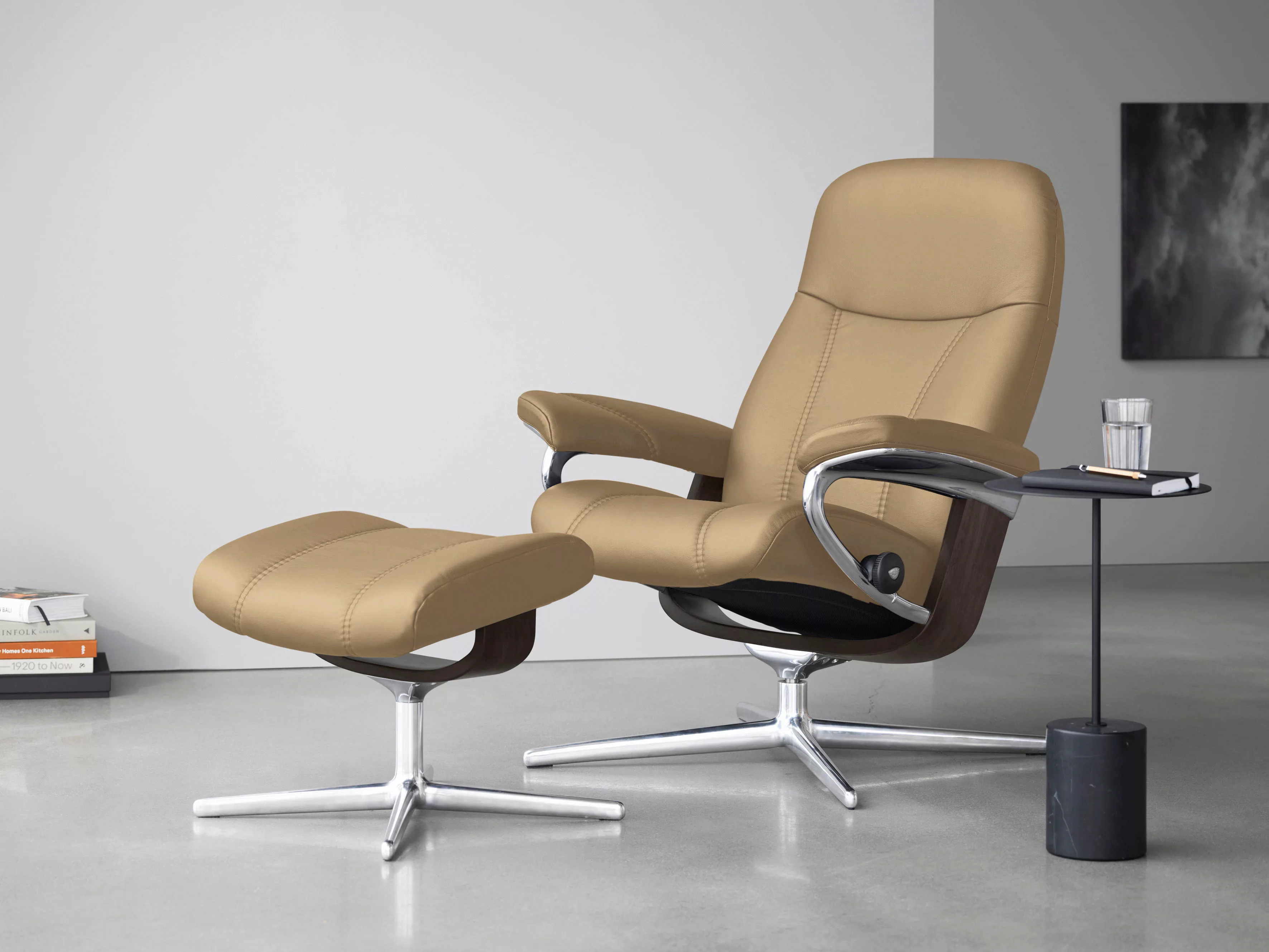 Stressless Fußhocker "Consul", mit Cross Base, Größe S, M & L, Holzakzent W günstig online kaufen