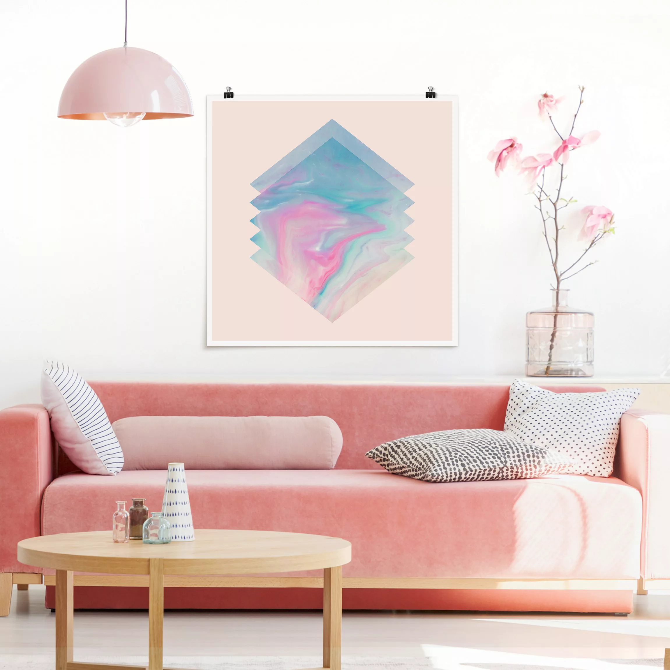 Poster Pinkes Wasser Marmor günstig online kaufen
