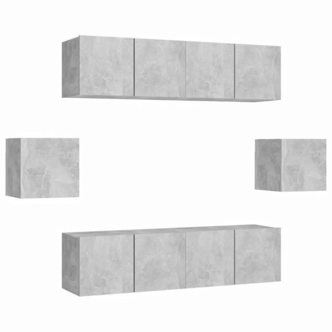 furnicato TV-Schrank 6-tlg. TV-Schrank-Set Betongrau Holzwerkstoff (1-St) günstig online kaufen