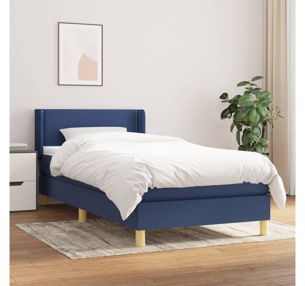 vidaXL Boxspringbett Boxspringbett mit Matratze Blau 100x200 cm Stoff Bett günstig online kaufen