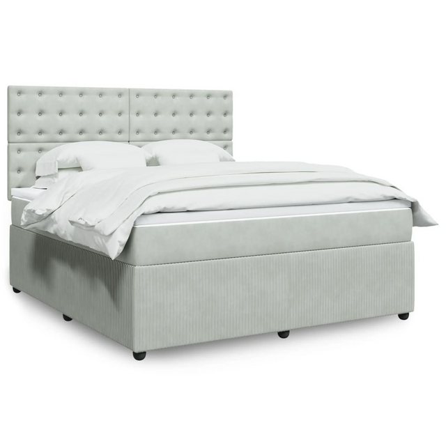 vidaXL Boxspringbett, Boxspringbett mit Matratze Hellgrau 180x200 cm Samt günstig online kaufen