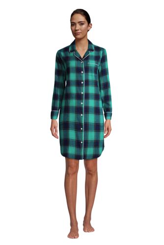 Flanell-Nachthemd mit Taschen, Damen, Größe: S Normal, Blau, Baumwolle, by günstig online kaufen