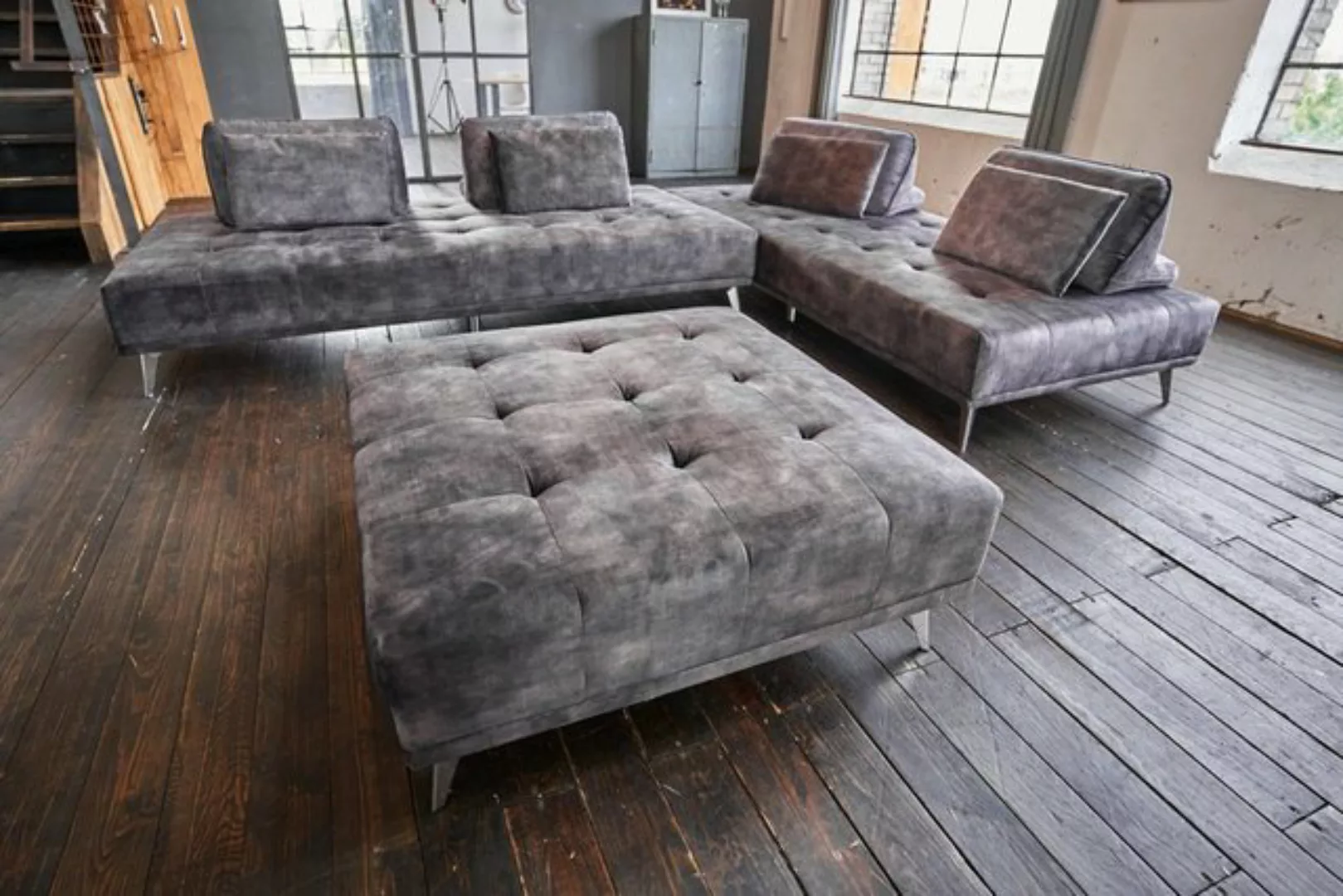 KAWOLA Ecksofa WIOLO, Ecksofa, Stoff od. Velvet, mit od. ohne Hocker, versc günstig online kaufen