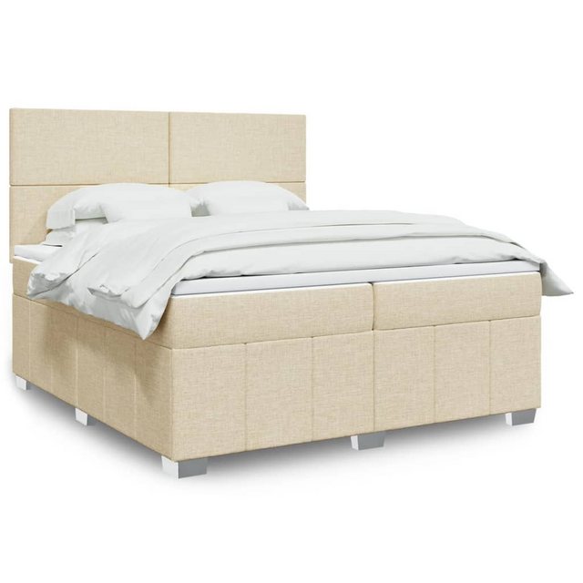 vidaXL Boxspringbett, Boxspringbett mit Matratze Creme 200x200 cm Stoff günstig online kaufen