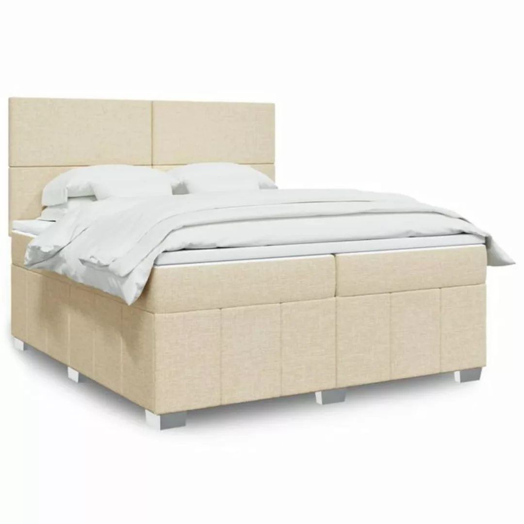 vidaXL Boxspringbett, Boxspringbett mit Matratze Creme 200x200 cm Stoff günstig online kaufen