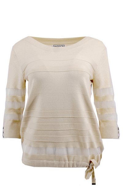 Passioni 3/4 Arm-Pullover Pullover in Beige mit 3/4 Ärmeln und transparente günstig online kaufen