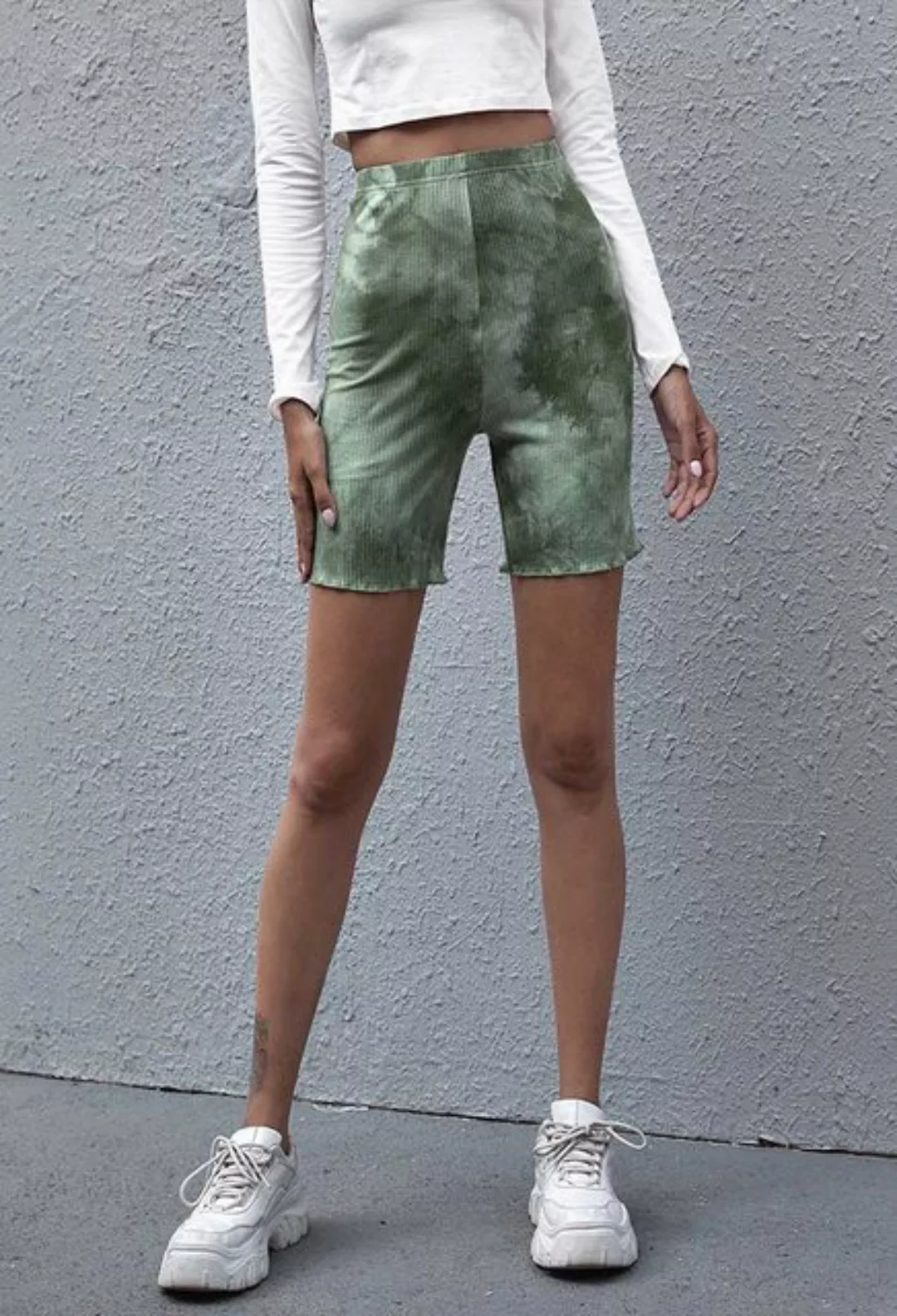 SEGUEN Loungepants Grüne Tie Dye Skinny Peplum Frauen 5 Punkte Radfahren Ho günstig online kaufen