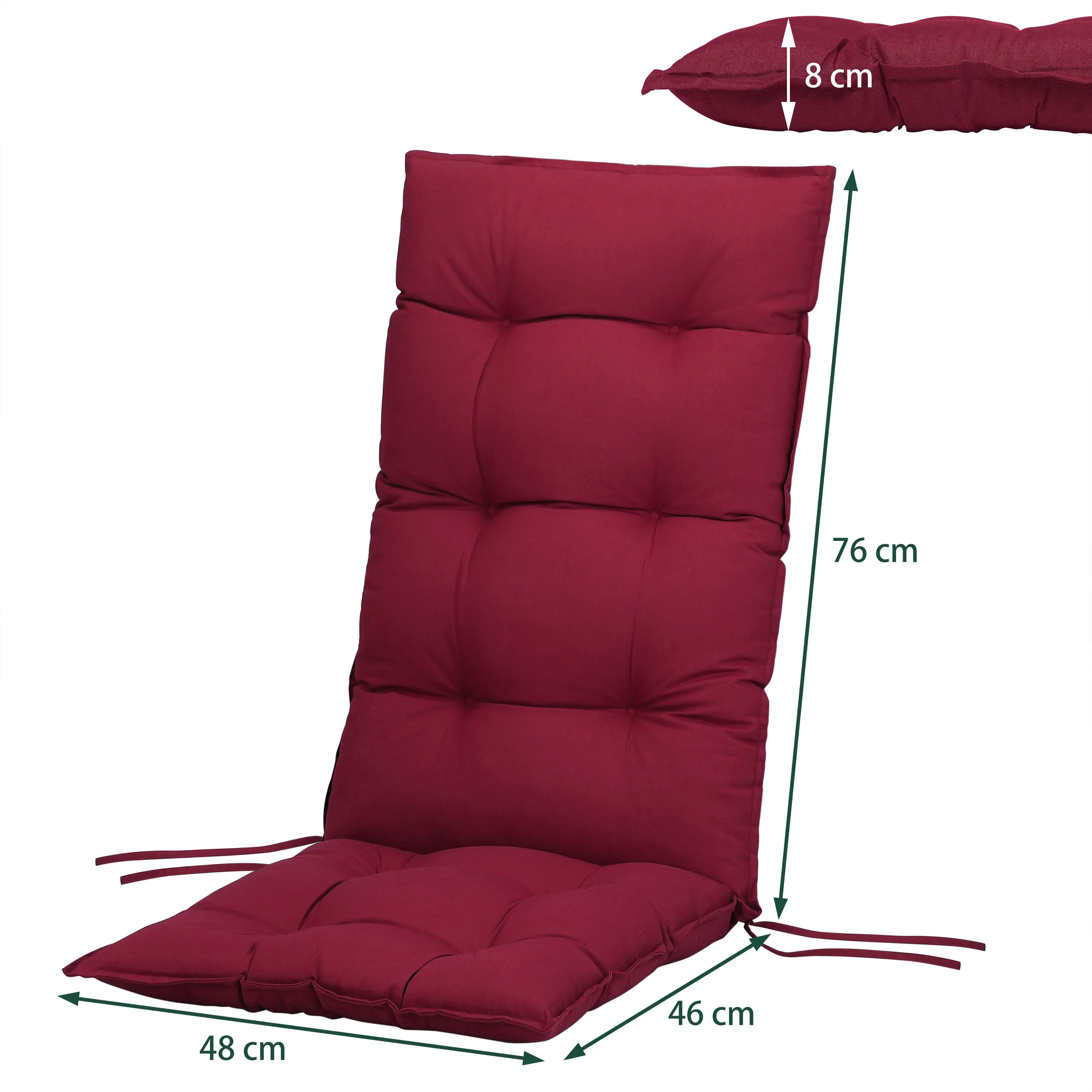 Sitzkissen 6er-Set Cozy Vanamo Rot 122x48x8cm günstig online kaufen