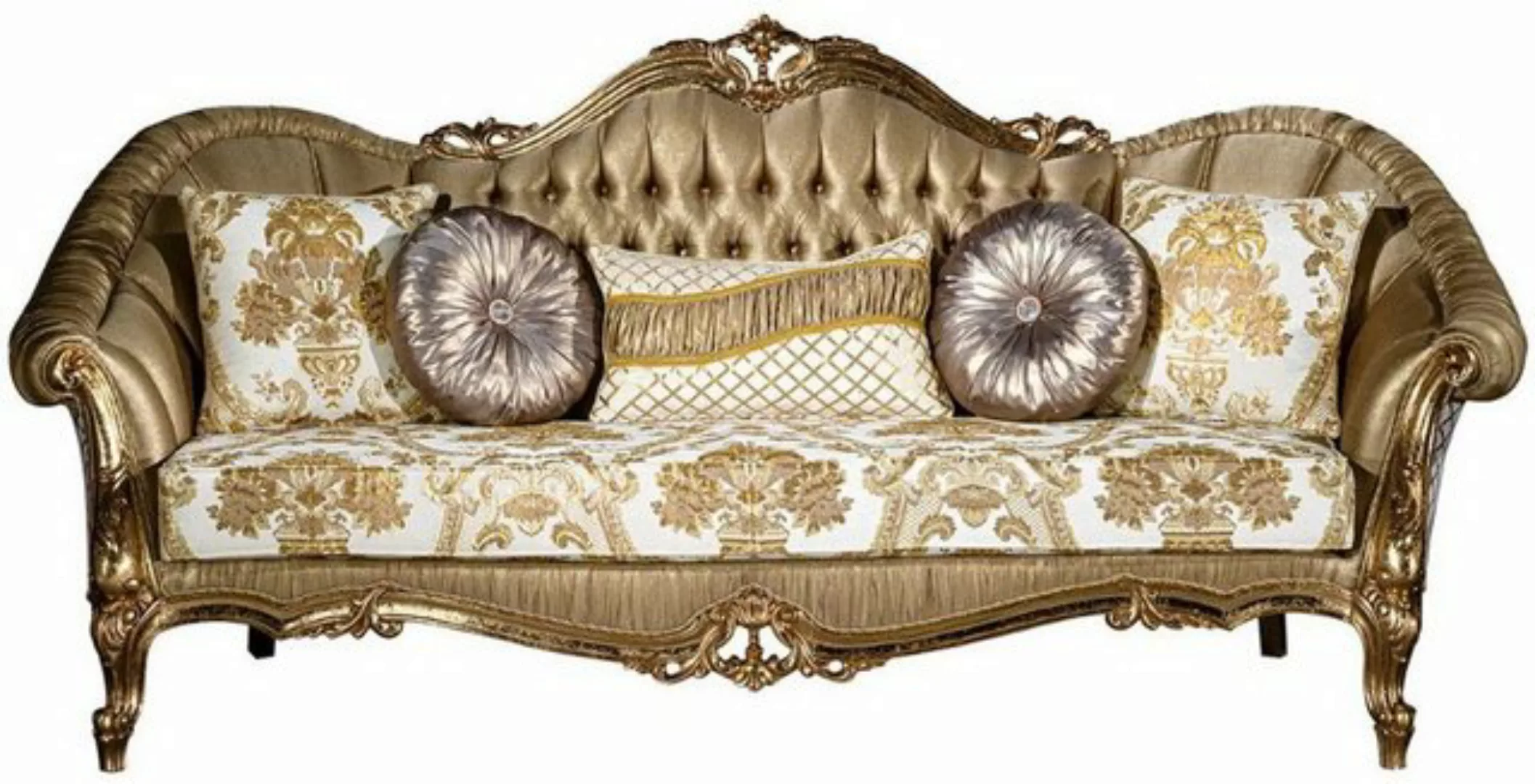 Casa Padrino Sofa Luxus Barock Sofa Gold / Weiß 256 x 87 x H. 120 cm - Prun günstig online kaufen