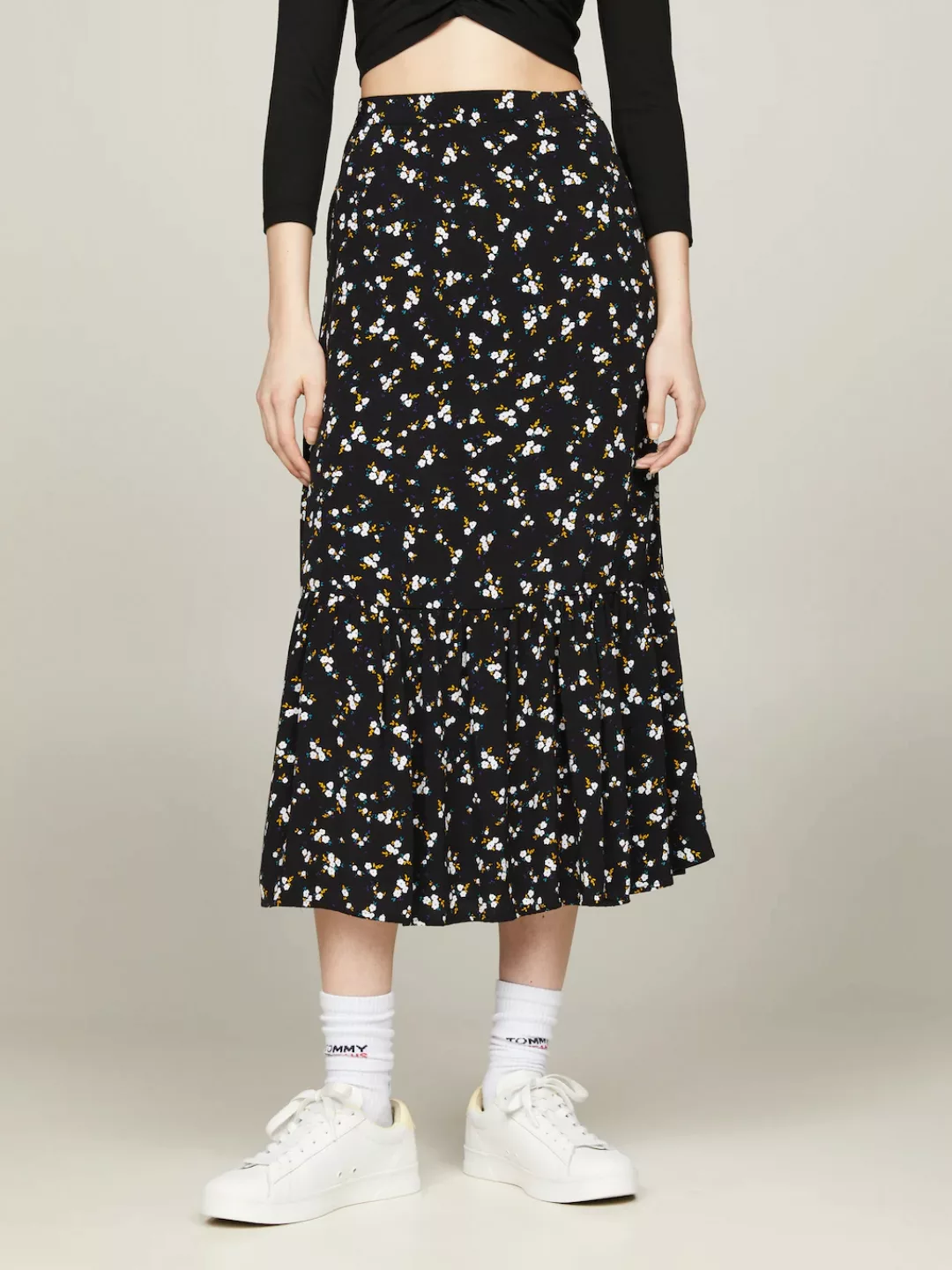 Tommy Jeans A-Linien-Rock "TJW FLORAL RUFFLE MIDI SKIRT EXT", Webrock Mit T günstig online kaufen