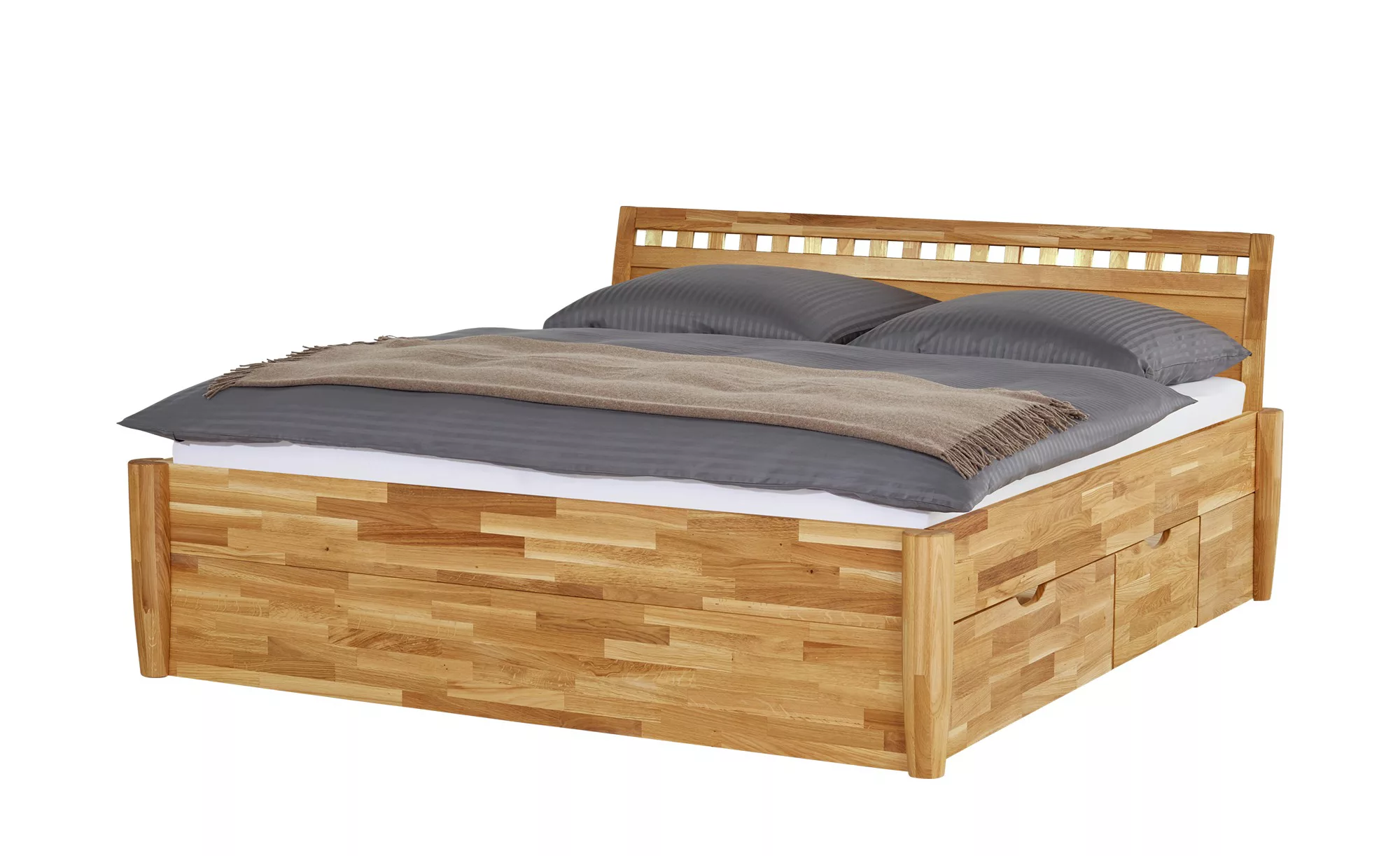 Massivholz-Bettgestell - holzfarben - 216 cm - 93 cm - Betten > Bettgestell günstig online kaufen