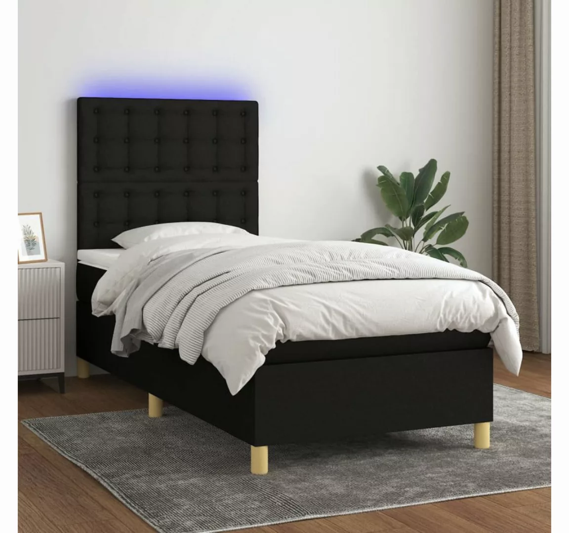 vidaXL Boxspringbett (90 x 200 cm, Knopfheftung Parallel, Creme), mit LED günstig online kaufen