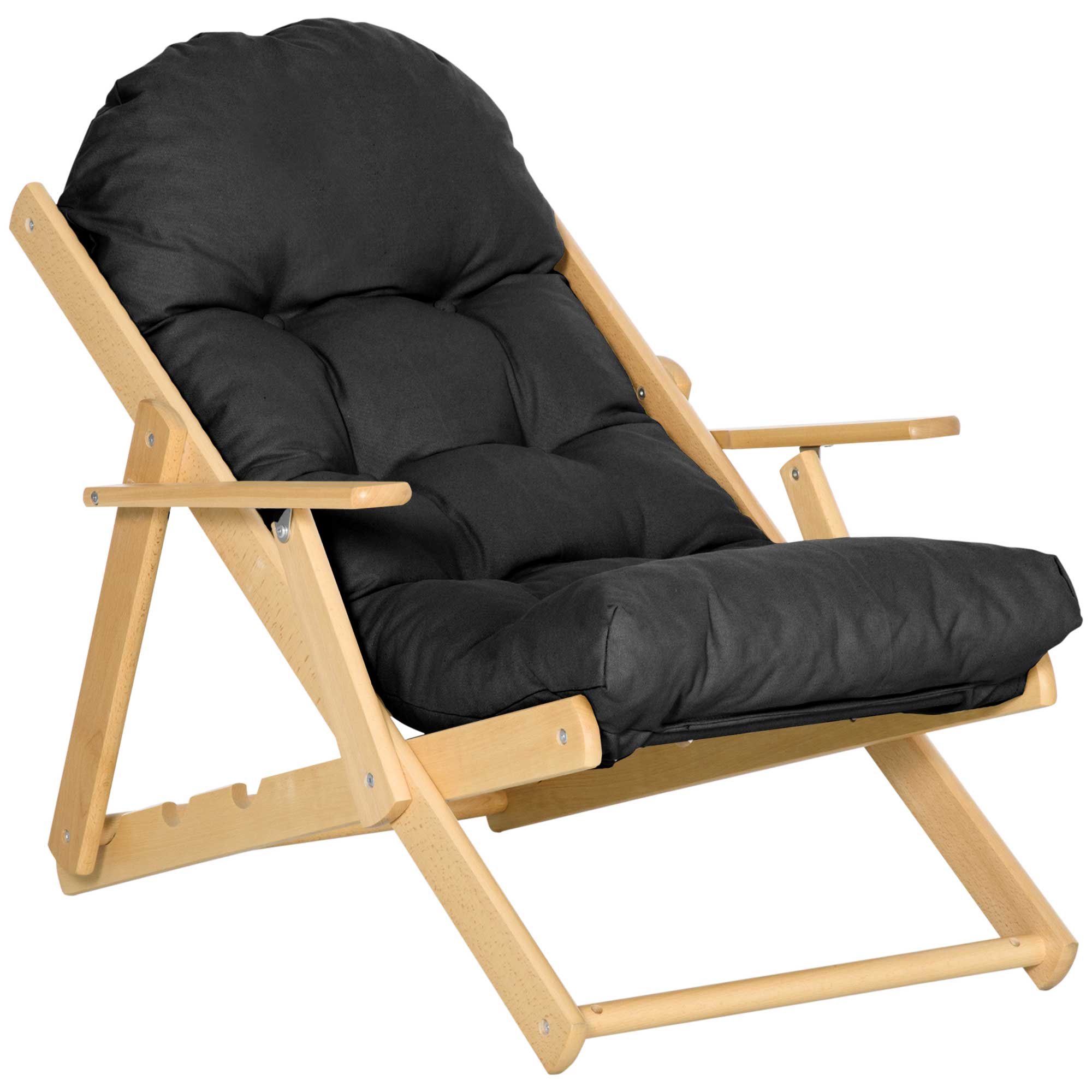 HOMCOM Fauteuil Sessel für Salon Klappbar und verstellbar aus Holz Bequemer günstig online kaufen