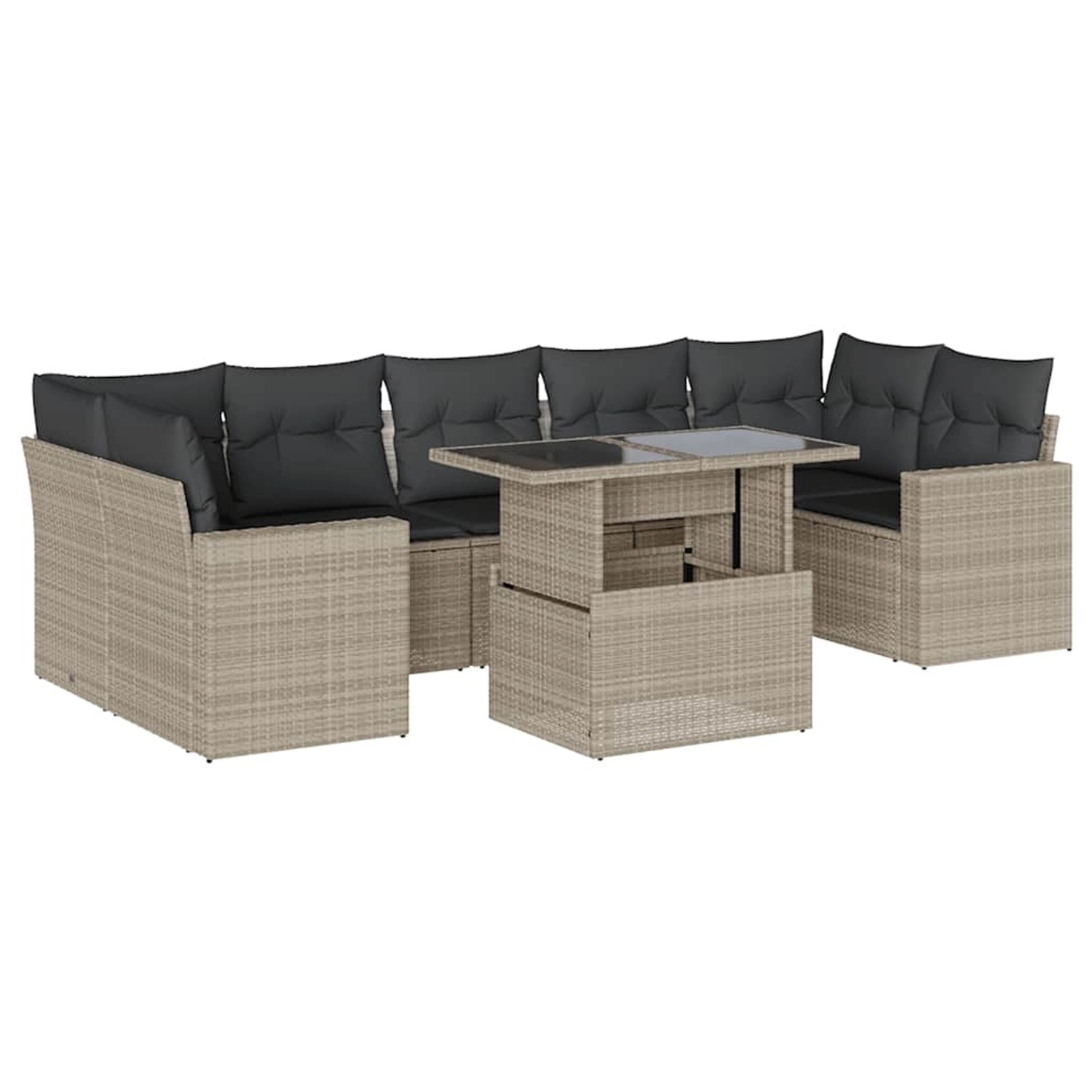 vidaXL 8-Tlg Garten-Sofagarnitur mit Kissen Hellgrau Poly Rattan 3267152 günstig online kaufen