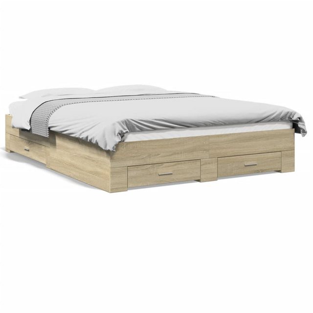 vidaXL Bett Bettgestell mit Schubladen Sonoma-Eiche 150x200cm Holzwerkstoff günstig online kaufen