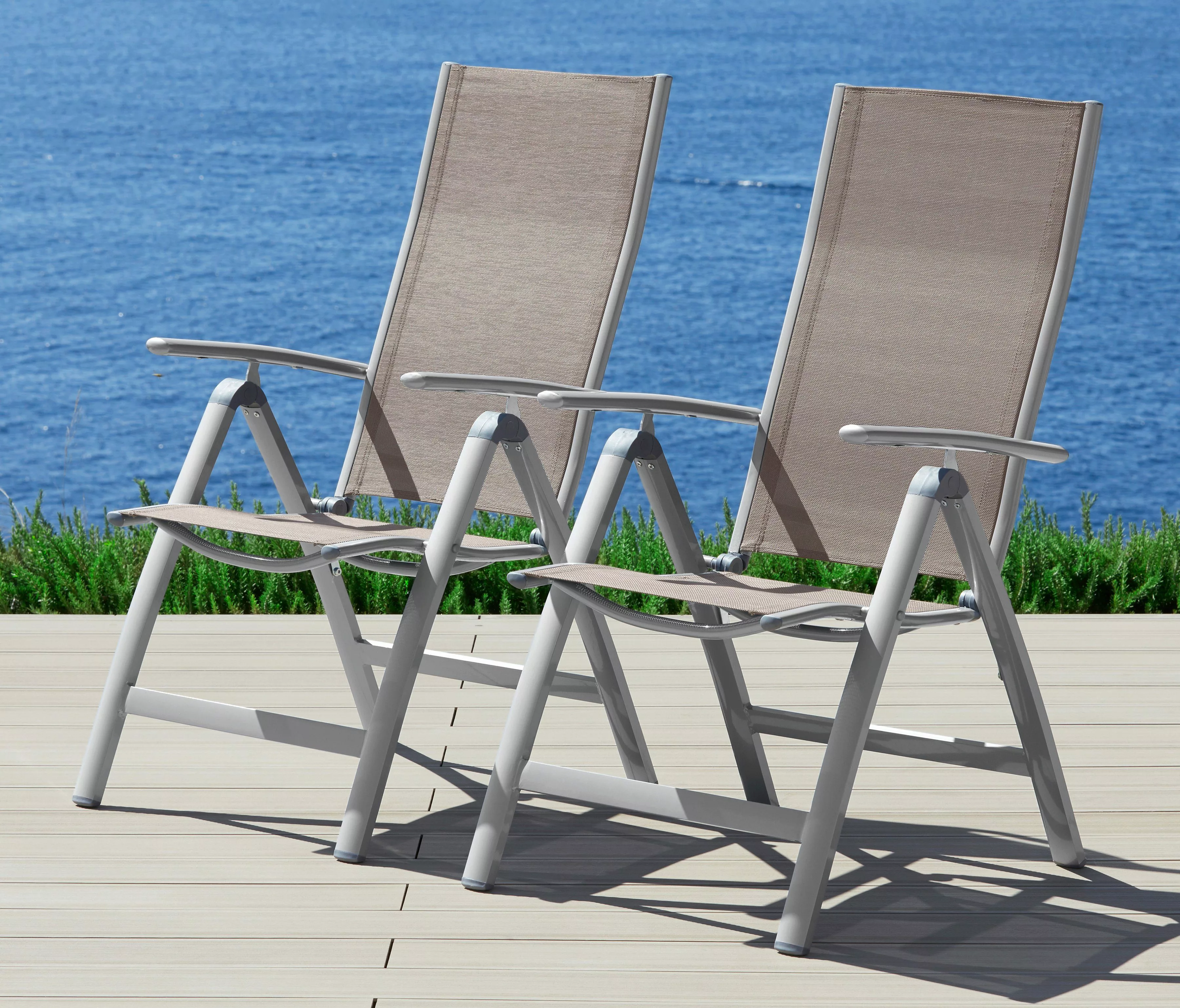 MERXX Gartenstuhl "Amalfi", (Set), 2 St., 2er Set, Alu/Textil, verstellbar günstig online kaufen