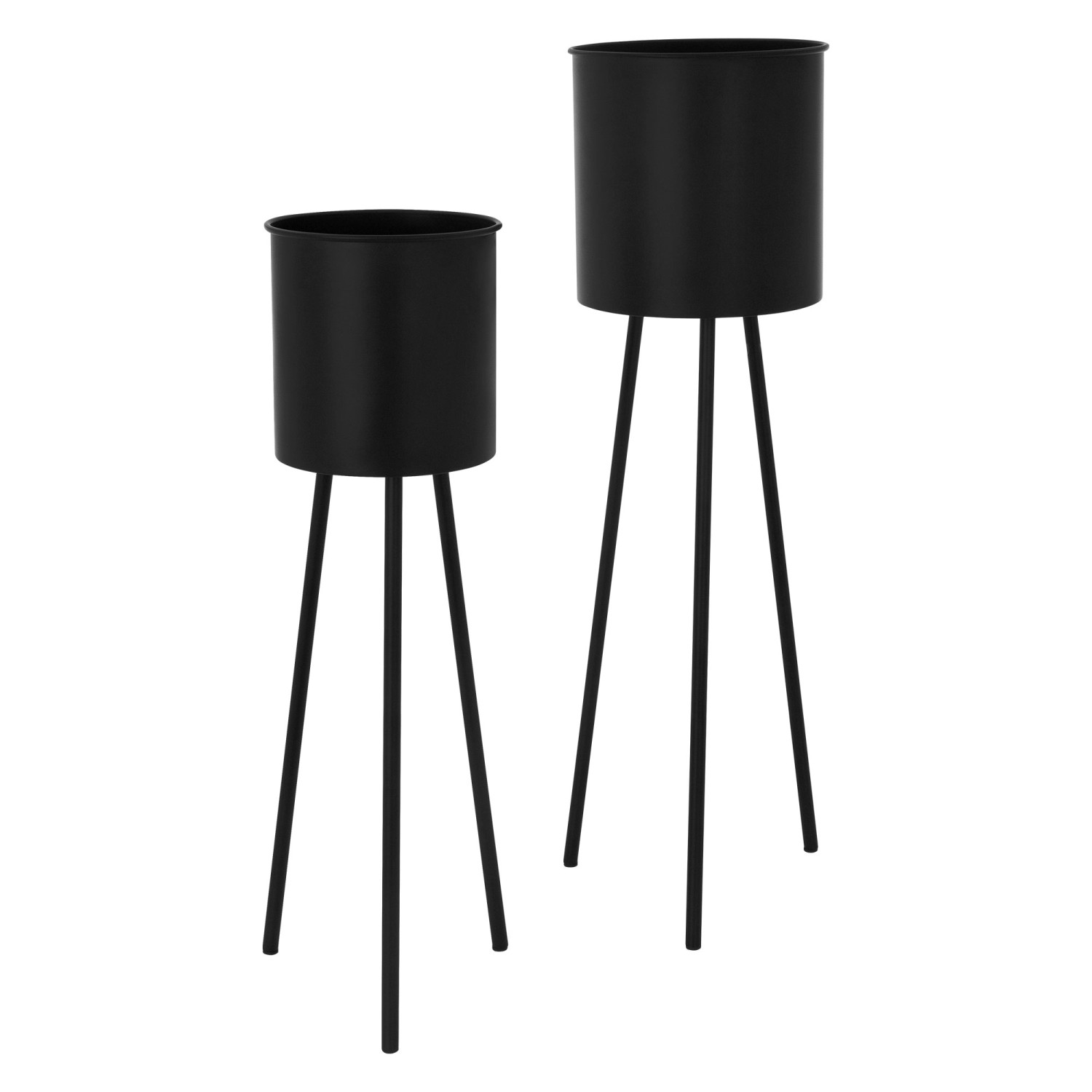 ML-Design Blumenständer 2Er Set Schwarz 22x22,5x66 cm 23x26x79 cm aus Stahl günstig online kaufen