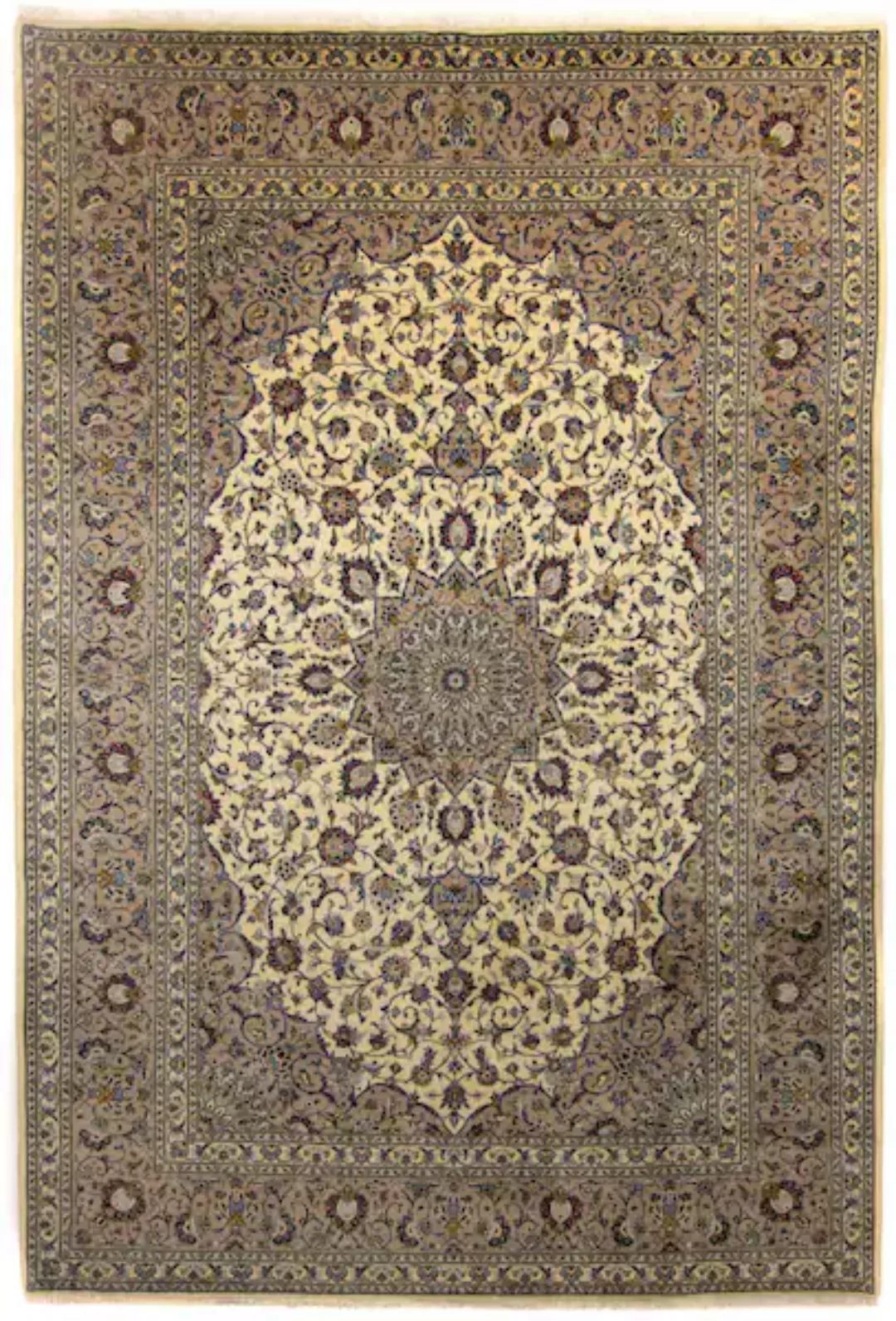 morgenland Wollteppich »Keshan Medaillon Beige chiaro 352 x 250 cm«, rechte günstig online kaufen