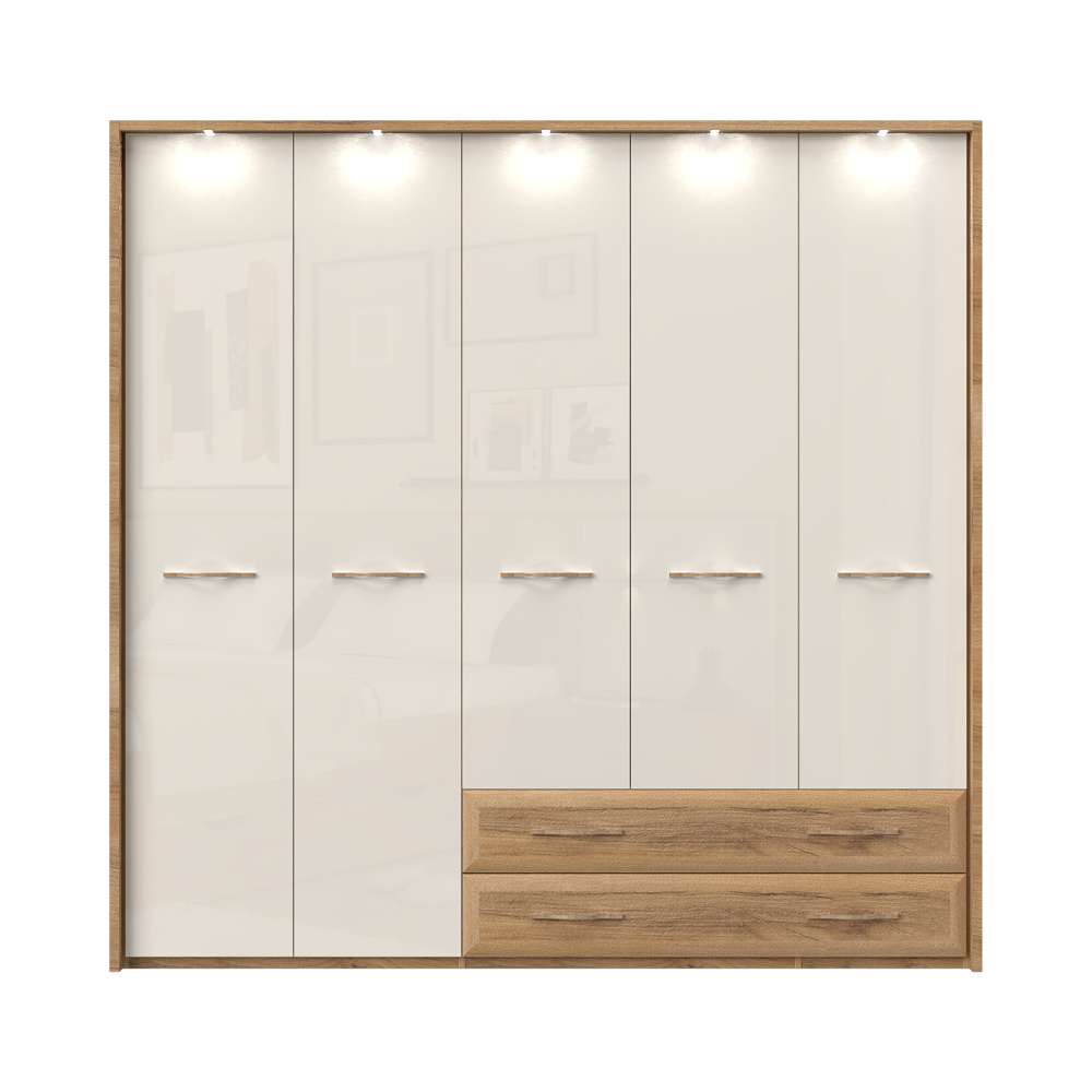 Home affaire Kleiderschrank "Gala, beige hochglänzend UV lackiert, kratzfes günstig online kaufen