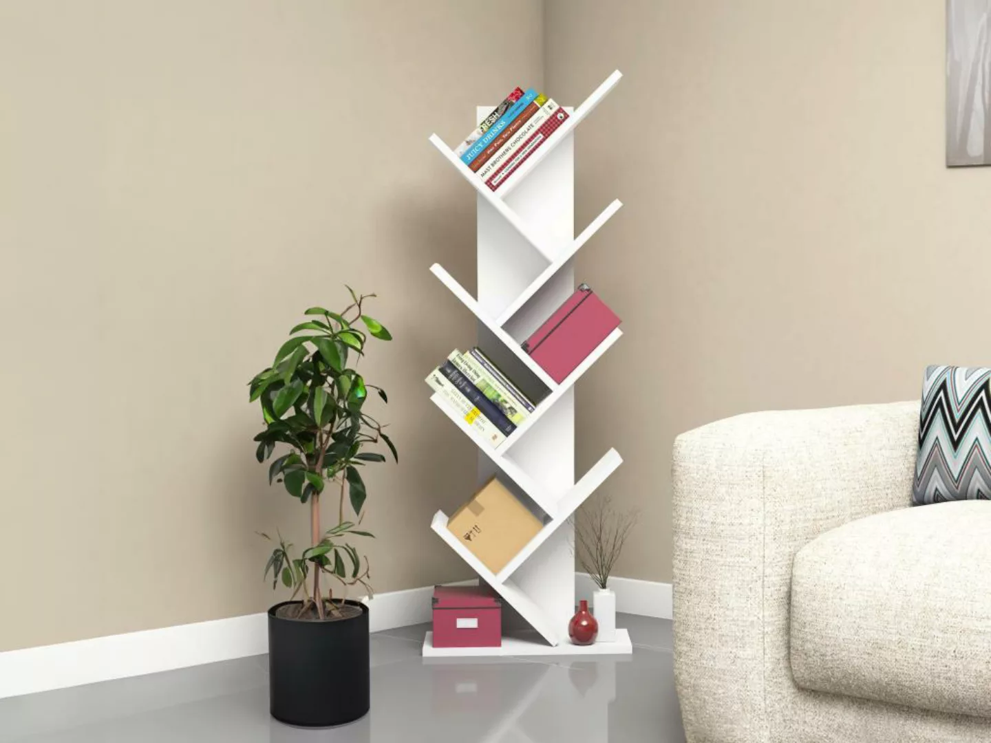 Bücherregal mit 7 Regalböden - Weiß - ASINALI günstig online kaufen