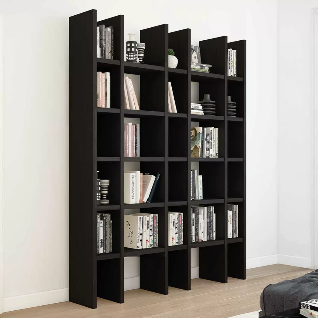 Wohnzimmerregal für Bücher in Schwarzbraun Made in Germany günstig online kaufen