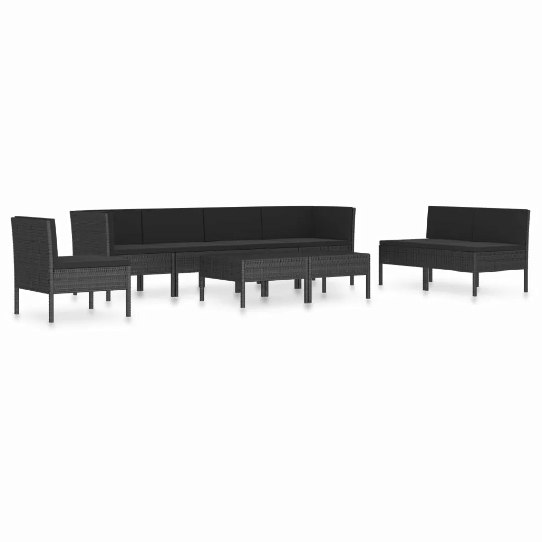 9-tlg. Garten-lounge-set Mit Auflagen Poly Rattan Schwarz günstig online kaufen