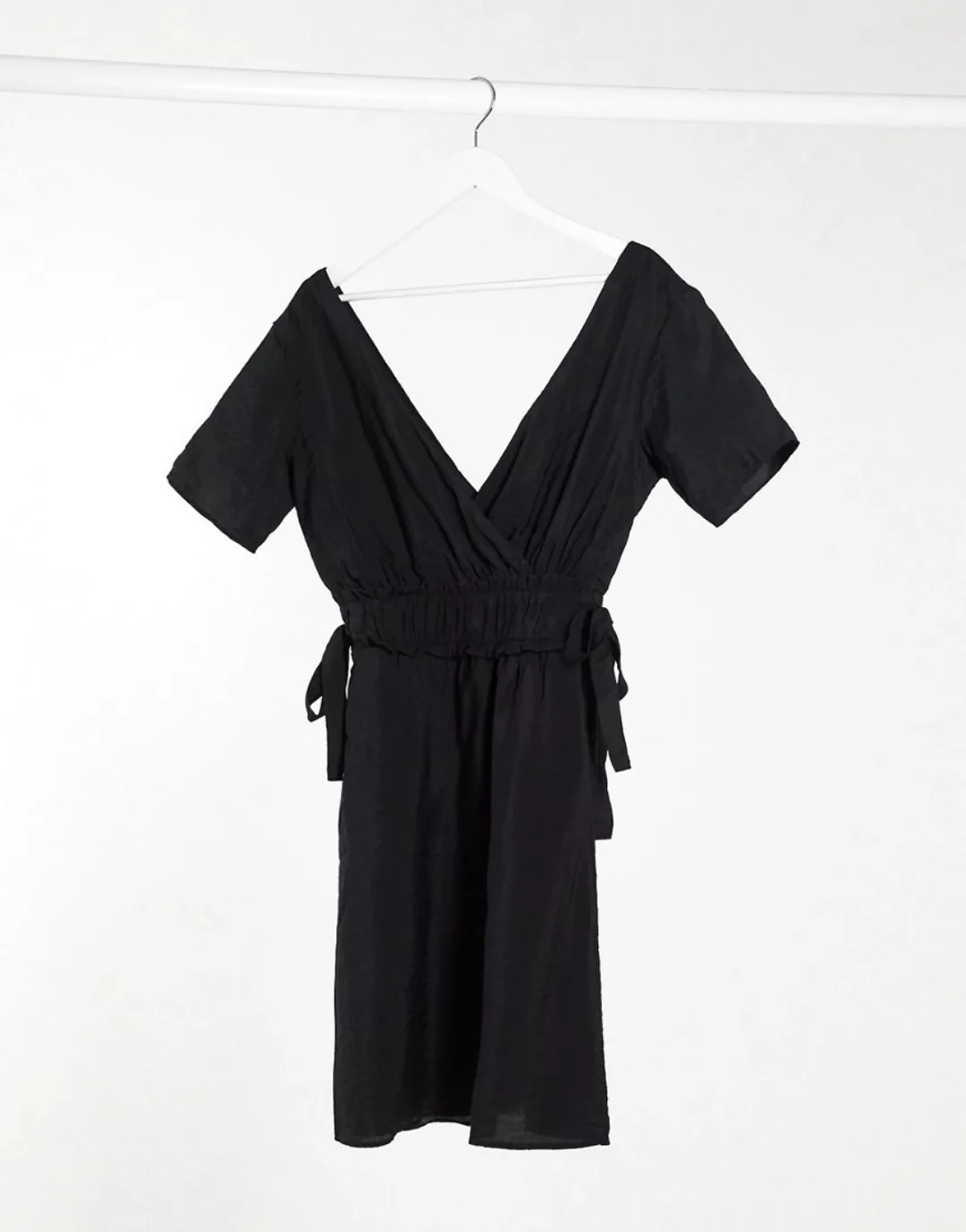 Object – Schwarzes Minikleid aus Leinen mit seitlicher Schnürung-Mehrfarbig günstig online kaufen