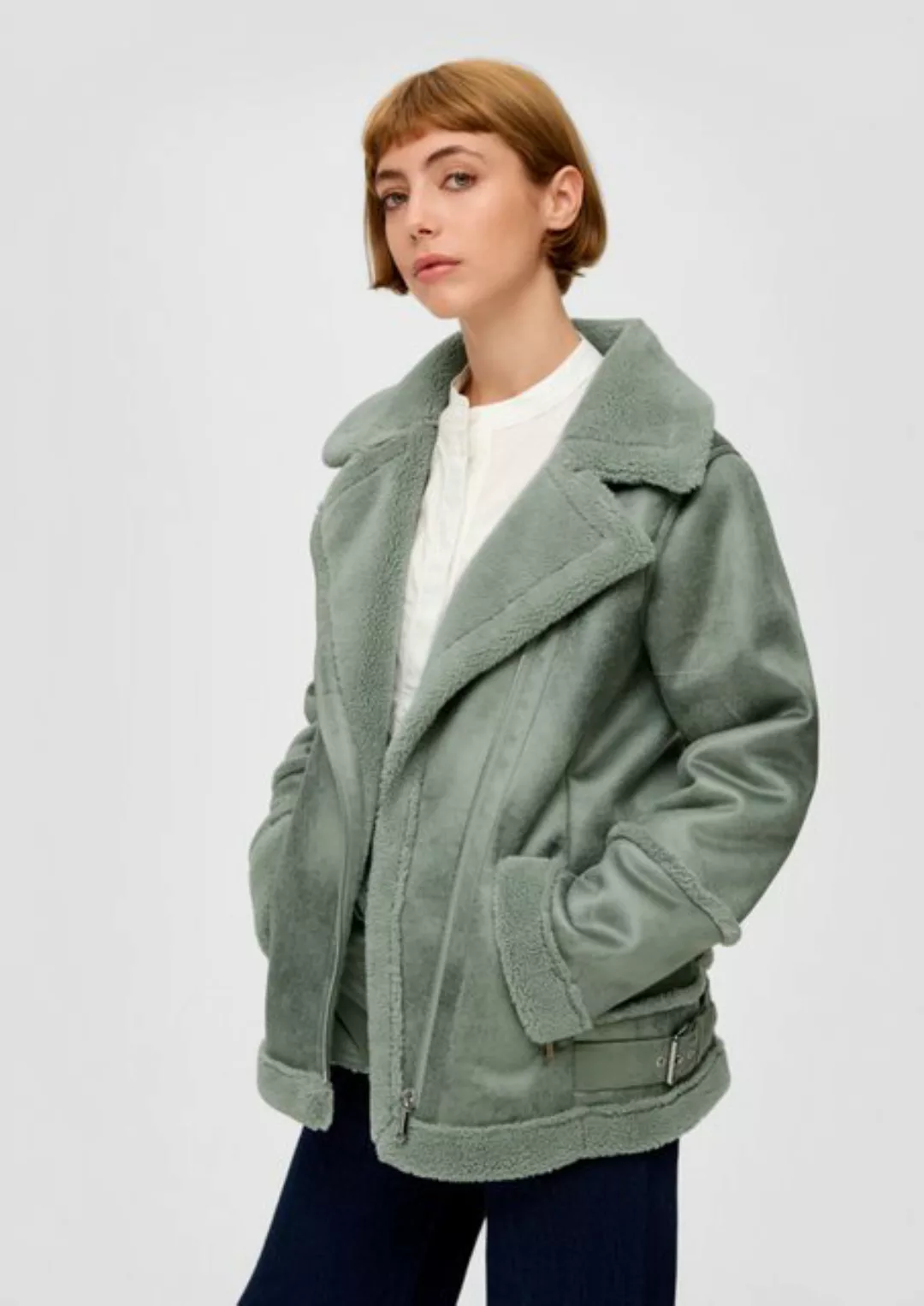 s.Oliver Funktionsjacke Jacke aus Lederimitat im Aviator-Stil Riegel günstig online kaufen