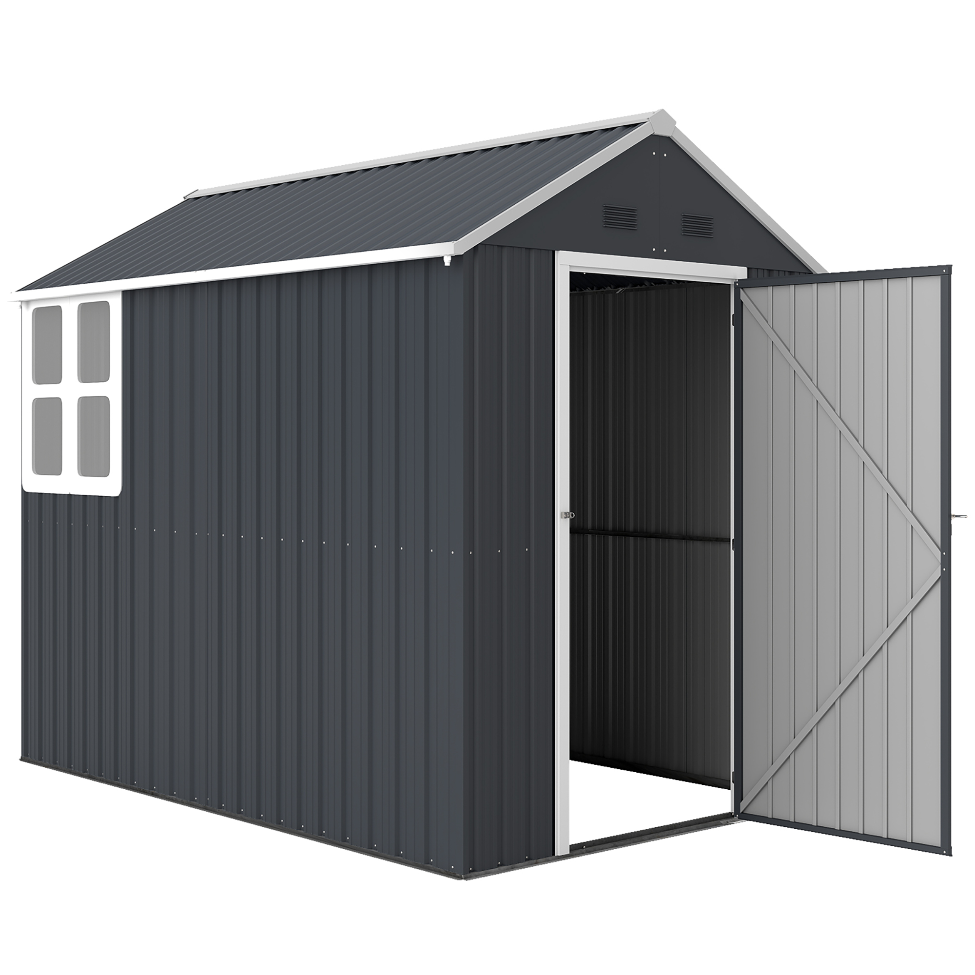 Outsunny Geräteschuppen Stahl 4㎡ mit Fenster abschließbarer Gartenschrank günstig online kaufen