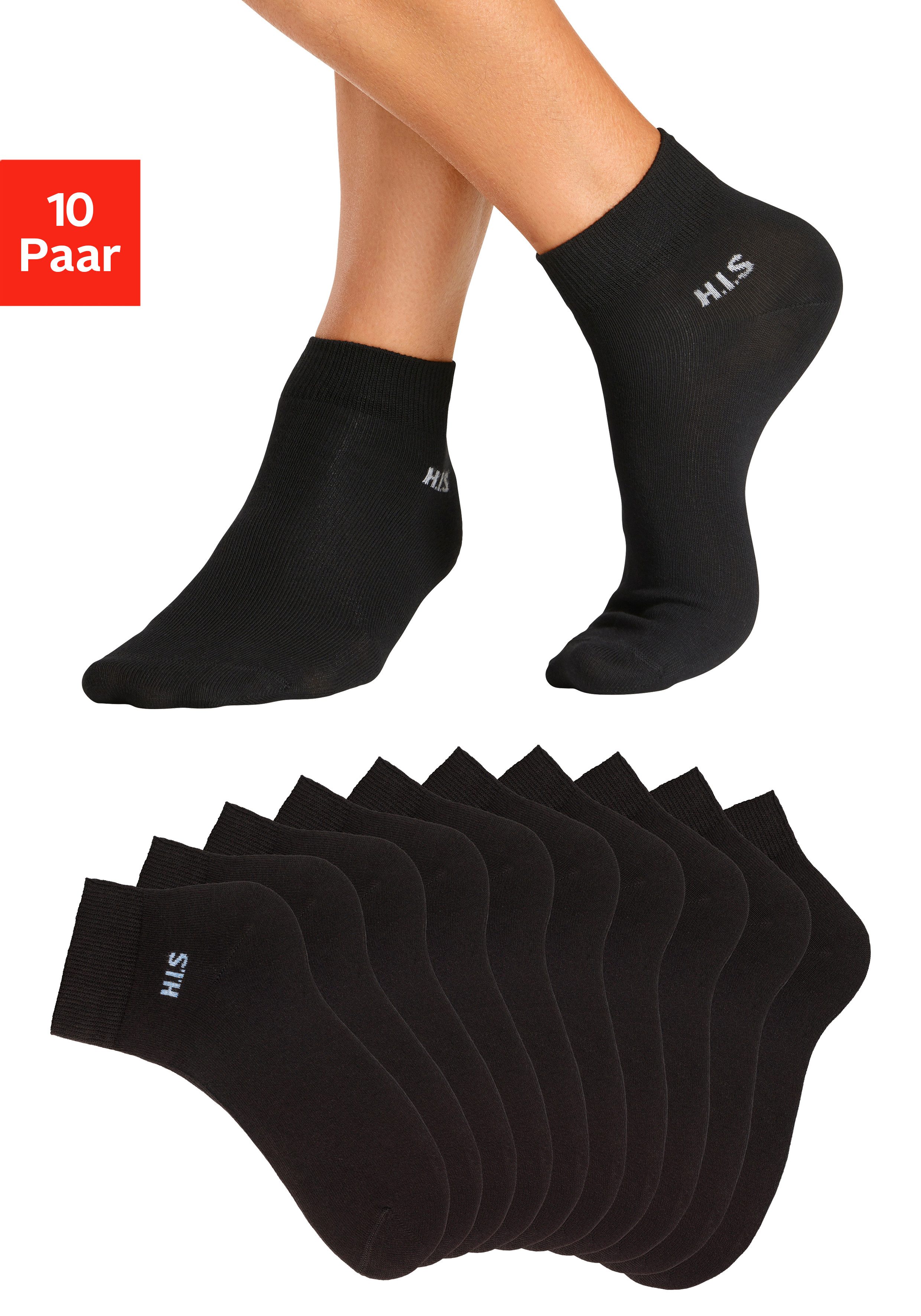 H.I.S Kurzsocken, (Packung, 10 Paar), mit farbigem Innenbund günstig online kaufen