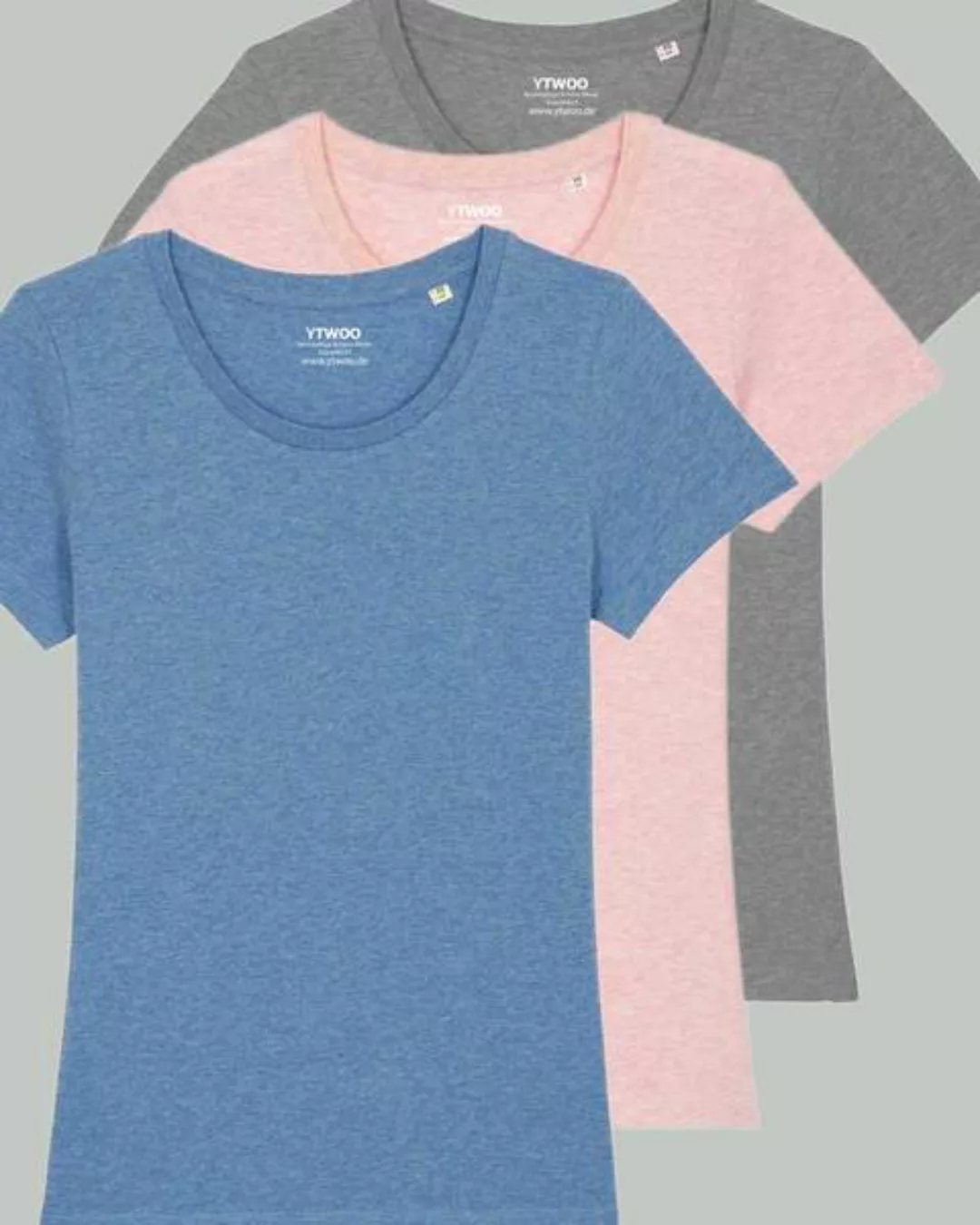 3er Pack Basic T-shirt Damen Meliert Dreifarbig Sortiert, Bio-baumwolle günstig online kaufen