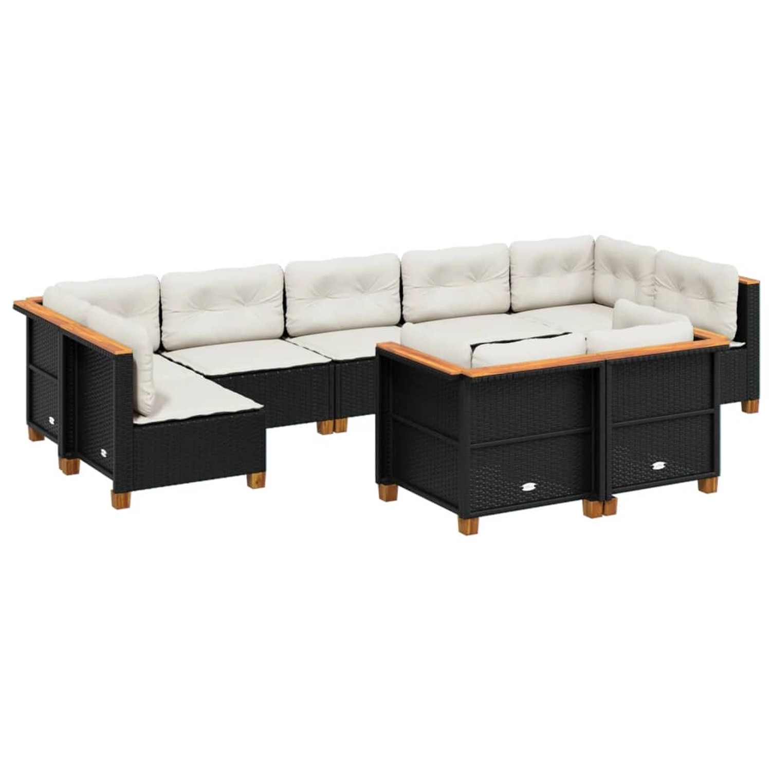 vidaXL 9-tlg Garten-Sofagarnitur mit Kissen Schwarz Poly Rattan Modell 186 günstig online kaufen