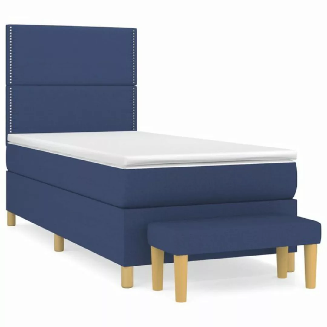 vidaXL Bettgestell Boxspringbett mit Matratze Blau 80x200 cm Stoff Bett Bet günstig online kaufen