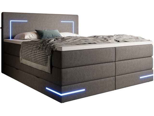 wonello Boxspringbett Detroit, Stoff Bett mit LED Beleuchtung, Bettkasten u günstig online kaufen