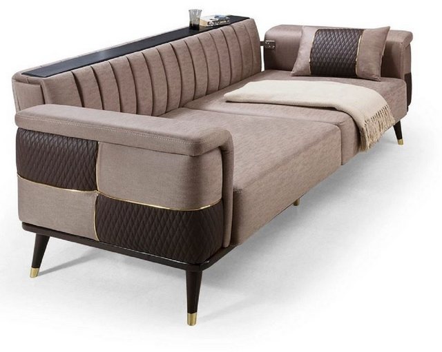 Casa Padrino Schlafsofa Luxus Schlafsofa Braun / Dunkelbraun / Gold 225 x 9 günstig online kaufen