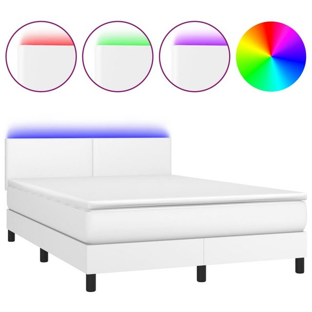 vidaXL Boxspringbett Bett Boxspringbett mit Matratze & LED Kunstleder (140 günstig online kaufen