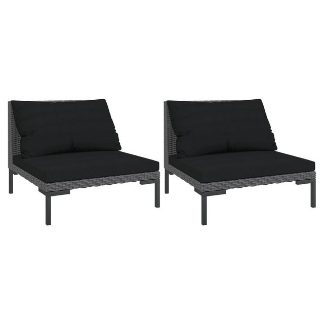 vidaXL Sofaelement Gartensofas 2 Stk. mit Kissen Halbrundes Poly Rattan (1 günstig online kaufen