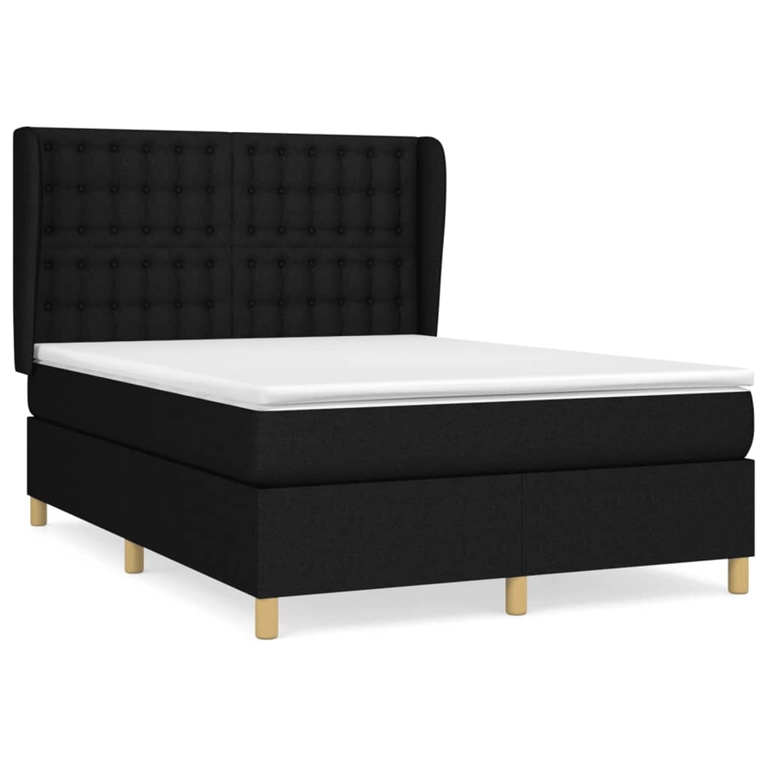 vidaXL Boxspringbett mit Matratze Schwarz 140x190 cm Stoff1372675 günstig online kaufen