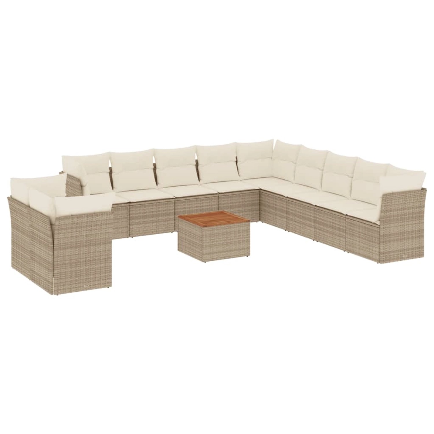 vidaXL 12-Tlg Garten-Sofagarnitur mit Kissen Beige Poly Rattan 3223727 günstig online kaufen