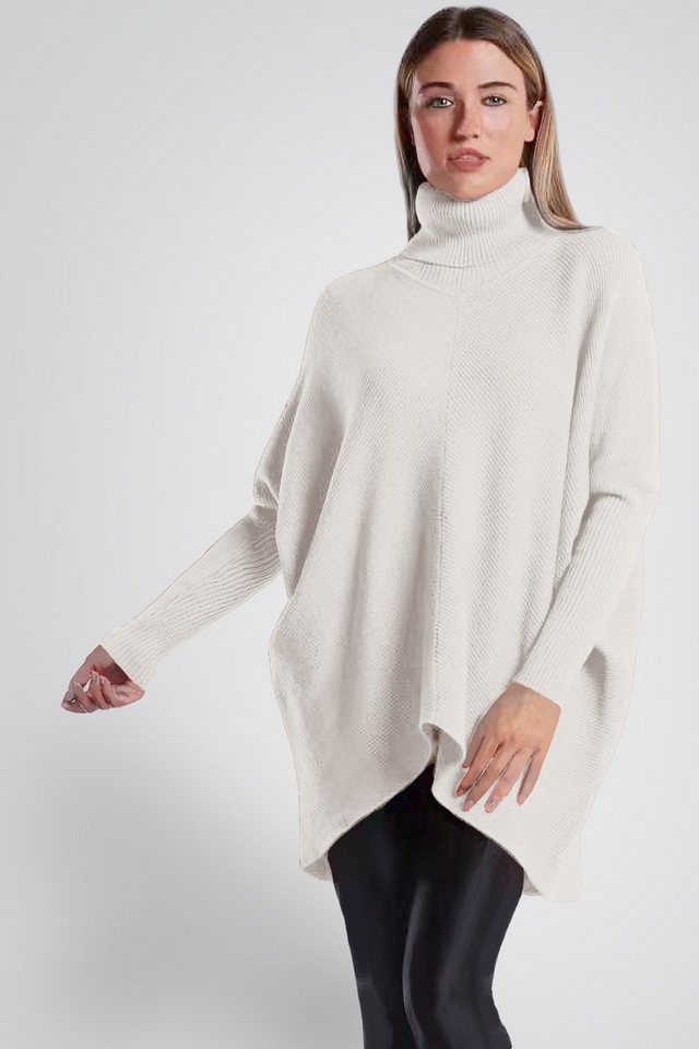 PEKIVESSA Longpullover Oversized langer Rollkragenpullover Damen Fledermaus günstig online kaufen