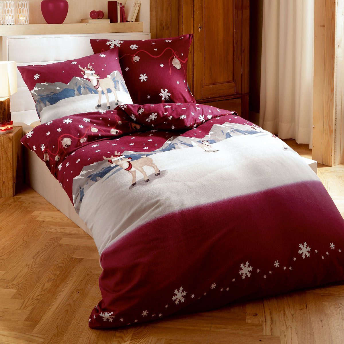 TRAUMSCHLAF Bettwäsche Winterwonderland, Biber, 2 teilig, günstig online kaufen