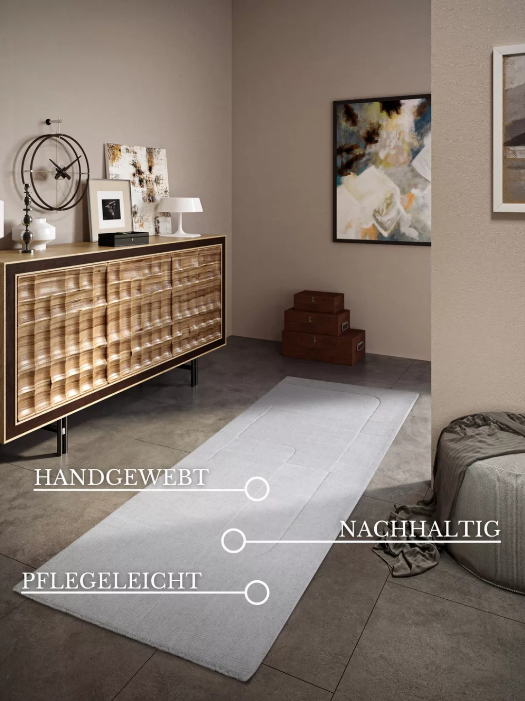 Villeroy & Boch Wollteppich »Charlotte«, rechteckig, Handgewebt, Wolle, Nat günstig online kaufen