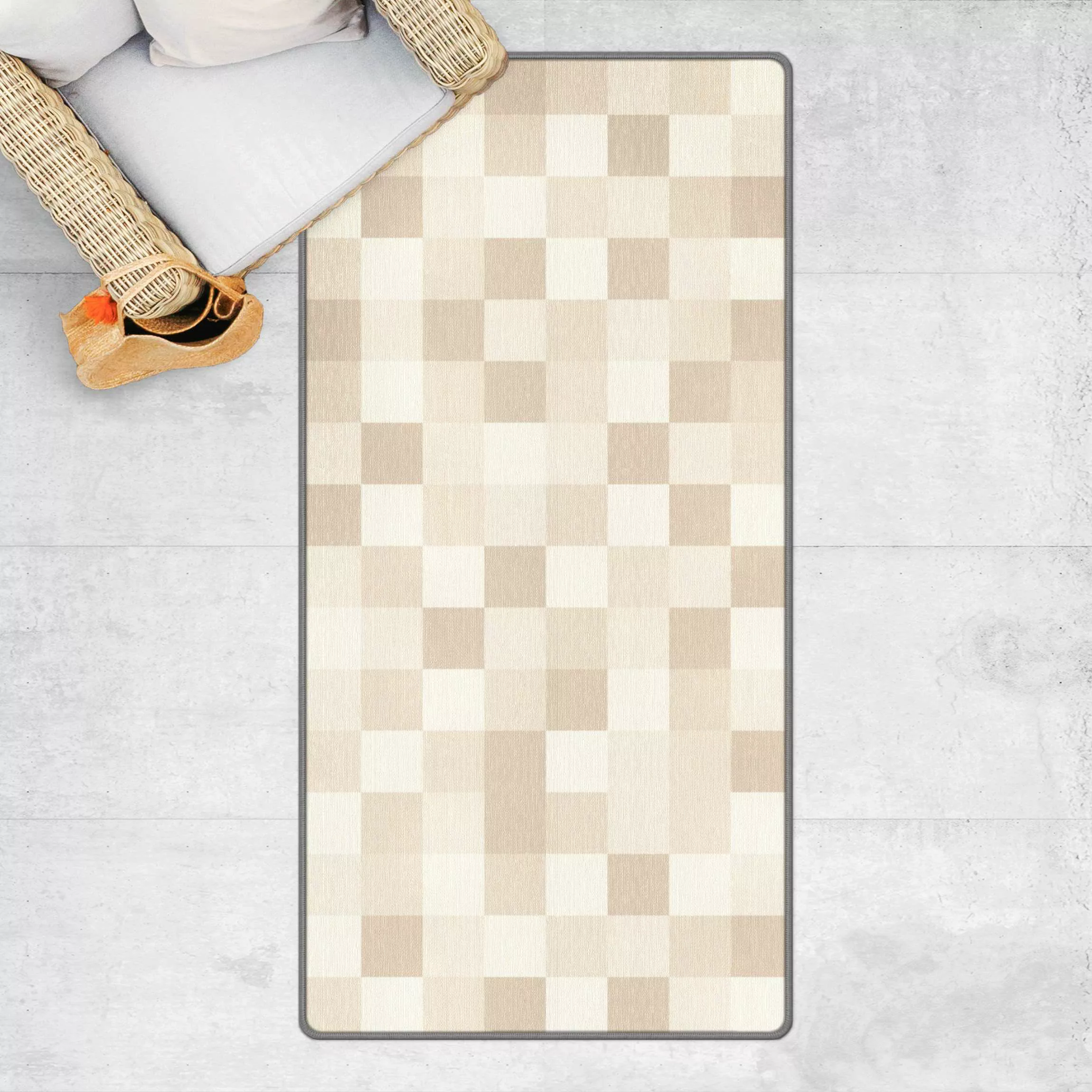 Teppich Geometrisches Muster Mosaik Sand günstig online kaufen