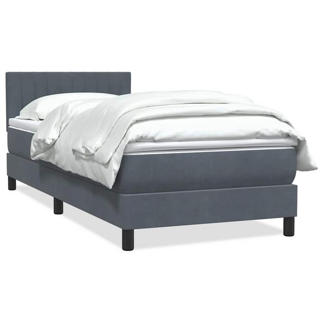 vidaXL Boxspringbett, Boxspringbett mit Matratze Dunkelgrau 90x210 cm Samt günstig online kaufen