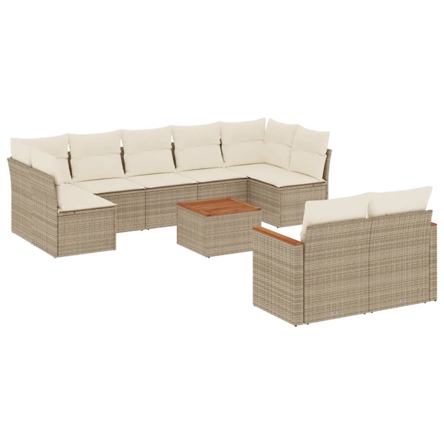 vidaXL 10-Tlg Garten-Sofagarnitur mit Kissen Beige Poly Rattan 3258698 günstig online kaufen