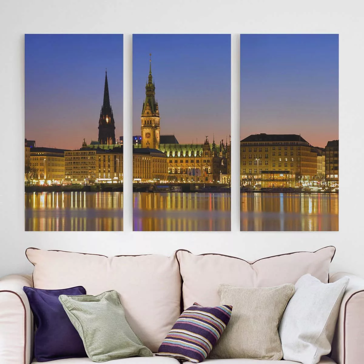 3-teiliges Leinwandbild Architektur & Skyline - Querformat Hamburger Panora günstig online kaufen