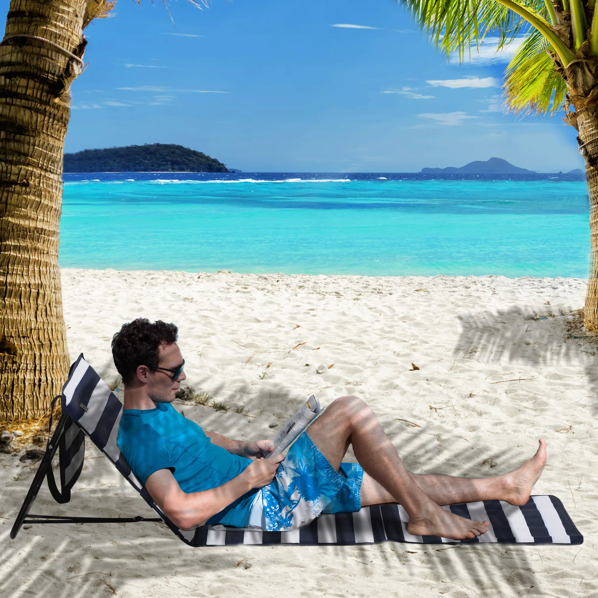 Outsunny 2er-Set Strandmatte, faltbar und verstellbar, Strandmatratze mit T günstig online kaufen