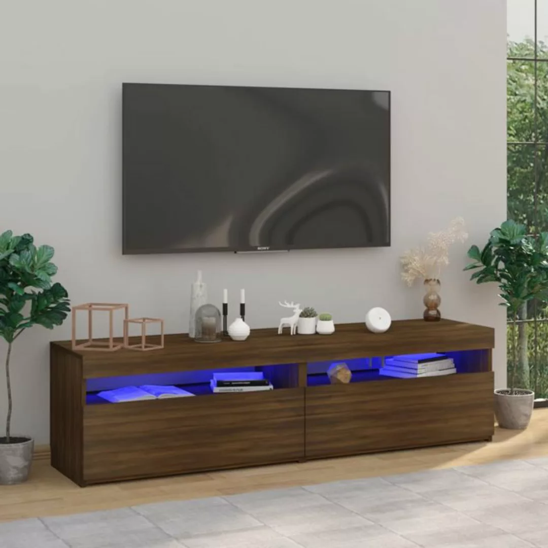 vidaXL TV-Schrank TV-Schrank mit LED-Leuchten Räuchereiche 75x35x40 cm Lowb günstig online kaufen