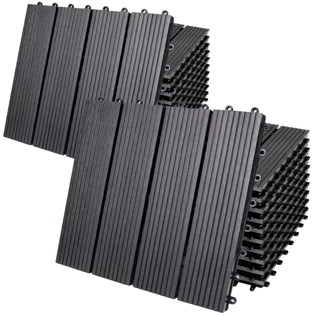 Casaria Holzfliesen 22x Klassik Anthrazit, Terrassenfliesen günstig online kaufen